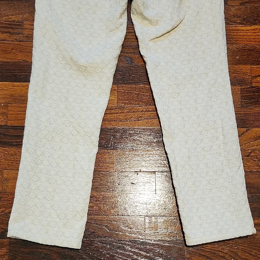 Anthropologie - Daughters of the Liberation Cream Patterned Cropped Trousers